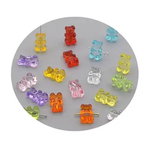 Carino Resina Trasparente Gummy Bear Perline Per La Collana Degli Orecchini Del Braccialetto di Gioielli Fai Da Te In Resina Orso Regalo Di Natale