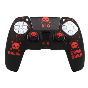 Coque en silicone à motif crâne pixelisé par impression par transfert d'eau avec poignées pour manettes <span class=keywords><strong>PlayStation</strong></span> 5 - Product Image 4