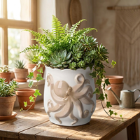 Petit pot de fleurs en céramique classique motif pieuvre, jardinière d'intérieur sur pied, pot décoratif multi-usages pour la maison et le quotidien
