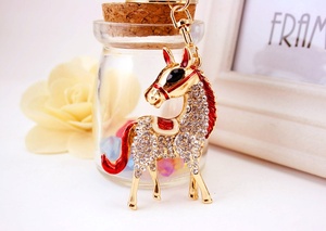 2026 Souvenirs Cute Rhinestone Embellished Colorful Little Horse Keychain Zinc Alloy Animal Accessory Bags and Keychains Model - Product Image 5