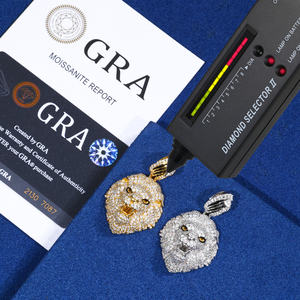 Colgante de Cabeza de León con Micro Pavé de Moissanita VVS, Plata de Ley 925, Moissanita Cultivada en Laboratorio, Joyería con Diamantes, Amuleto de Animal para Hombre - Product Image 3