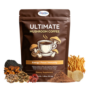Fabriqué aux États-Unis OEM 10 en 1 Poudre de café instantané aux champignons Lion's Mane Reishi Chaga Cordyceps Énergie Concentration Immunité Certifié GMP - Product Image 1
