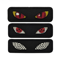 Badge moral brodé lumineux œil de chat et œil de démon, style dessin animé et anime, avec fixation auto-agrippante, vente en gros