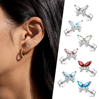 Toposh Zircon papillon Rock ASTM F136 g23 labret sans fil Push In top Anneaux oreille g23 piercing titane bijoux