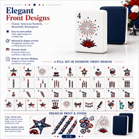 Tuiles de Mahjong en Acrylique à Deux Couches Thème Patriotique USA, Base Marine, Motif Étoile Chapeau Haut-de-forme Feux d'Artifice, Finition Polie