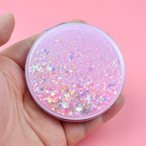 Pink Cute Makeup <b>Mirror</b> Square, Round, Heart, Cat Shape with Magnification for Handbag Purse Double-Sided Shiny Quicksand <b>Mirror</b> - Product Image 3
