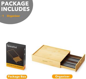 Tiroir de rangement en bambou pour capsules <span class=keywords><strong>Nespresso</strong></span> Vertuo, plateau organisateur pour capsules <span class=keywords><strong>Nespresso</strong></span> Vertuo - Product Image 2