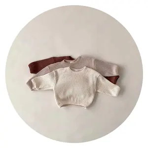 De gros blouse bébés-Chemisier uni pour garçon et fille, gaufré, vêtements pour bébé, collection printemps-automne