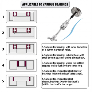 Juego <span class=keywords><strong>de</strong></span> 16 Piezas <span class=keywords><strong>de</strong></span> Herramientas para Extraer Rodamientos Internos, Martillo Deslizante Ciego, Extractor <span class=keywords><strong>de</strong></span> Rodamientos y Sellos - Product Image 4