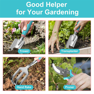 Juego de herramientas de jardín, paquete de 8 herramientas de jardín de alta resistencia con empuñadura de goma antideslizante con bolsa de jardín grande para herramientas para regalo de Madre Padre - Product Image 3