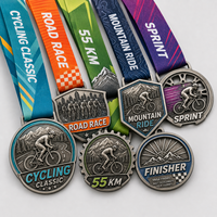 Médailles de sport personnalisées en alliage de zinc 3D pour marathon, demi-marathon, course de 10 km, médailles de finisseur de course urbaine avec ruban