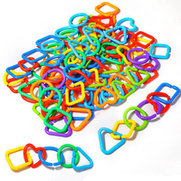 TXY TJ49758 Boîte de rangement de 120 anneaux de connexion en plastique, jouet de maîtrise des formes géométriques, matériel mathématique pour les tout-petits de 5 à 13 ans