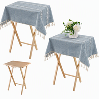 Nappe de chevet à franges, chemin de table rayé style ferme avec pompons pour commode de café