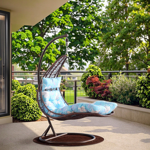 Fauteuil Suspendu Moderne en Rotin pour Jardin, Chaise Longue en PE et Métal pour Patio, Cour, Chambre, Hôtel, Parc - Product Image 1