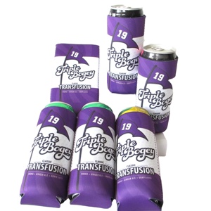 Real Neoprene Skinny Slim Tall Beer Can Cooler with Sublimation Can Coozies - Product Image 1