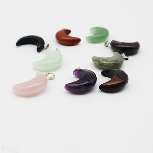 Liontin Batu Permata Chakra Reiki Bentuk Bulan Sabit untuk Pembuatan Perhiasan Kalung Anak-Anak - Product Image 4