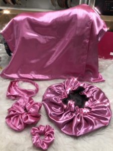 Échantillons gratuits bonnets maman et moi bonnets en <span class=keywords><strong>satin</strong></span> et écharpe en <span class=keywords><strong>soie</strong></span> <span class=keywords><strong>bonnet</strong></span> à cheveux double couche - Product Image 4