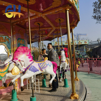 Manège à chevaux à double étage de style antique pour parc d'attractions, 56 places, pour enfants et adultes