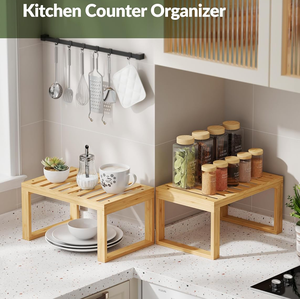 Nuovo Espositore da Banco in Bambù per Ingrosso, Organizzatore Impilabile per Spezie e Oggetti Vari, <span class=keywords><strong>Scaffali</strong></span> per <span class=keywords><strong>Cucina</strong></span>, Bagno, Sala da Pranzo - Product Image 3