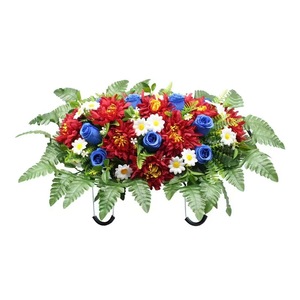 Flor de lápida Sillín Flores de <span class=keywords><strong>cementerio</strong></span> artificiales <span class=keywords><strong>para</strong></span> tumba-Arreglo de flores de mezcla realista <span class=keywords><strong>para</strong></span> decoraciones conmemorativas Ajuste fácil - Product Image 1