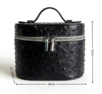 Trousse de Maquillage de Voyage en Cuir PU Texture Autruche avec Fermeture Éclair et Poignée, Organisateur de Pinceaux et Cosmétiques, Étui de Rangement pour Coiffeuse – Vente en Gros