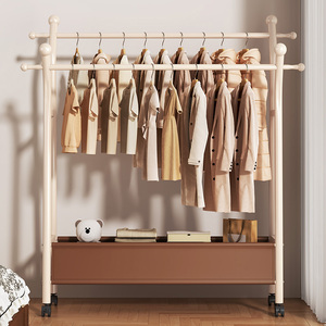 Di alta qualità a doppio palo porta stoffa stendino in metallo <span class=keywords><strong>appendiabiti</strong></span> con cesto di stoccaggio imbottito - Product Image 1