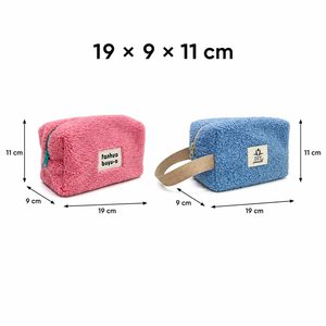 Teddy Fleece Cosmetic Storage Bag Set Custom Embroidery <b>Plush</b> Makeup Pouches Wholesale Travel Toiletry Organizer OEM ODM - Product Image 5