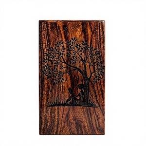 Urna de Madera Hecha a Mano con Diseño de Árbol de la Vida para Cremación Conmemorativa, Decoración Funeraria Personalizable - Product Image 1
