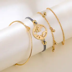 Bijoux 4 pièces, Bracelet à breloques plaqué or avec cloche pour femmes et filles, offre spéciale