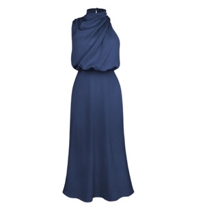 Robe de soirée élégante pour femme, sans manches, robe verte, robe élégante en satin - Product Image 6