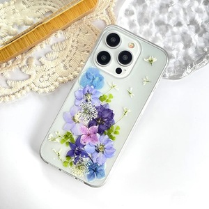 Funda para Teléfono Compatible con iPhone 17/16/15, Diseño de Golondrina Morada Voladora XP901, Hortensia Azul Nueva, Flor Seca Real, Resina Epoxi - Product Image 4