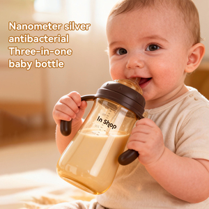 Ensemble de biberons pour bébé en silicone PP anti-colique, <span class=keywords><strong>biberon</strong></span> d'alimentation pour bébé, <span class=keywords><strong>biberon</strong></span> d'eau, <span class=keywords><strong>biberon</strong></span> de 240 ml et 300 ml, avec tétine interchangeable, OEM ODM, respectueux de l'environnement - Product Image 1