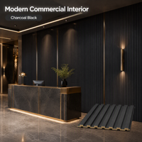 Tablero Ranurado WPC para Decoración Residencial, Aspecto de Madera Natural, Insonorizado, Duradero, Acabado Resistente al Tráfico Intenso, para Sala de Estar y Uso en Hoteles