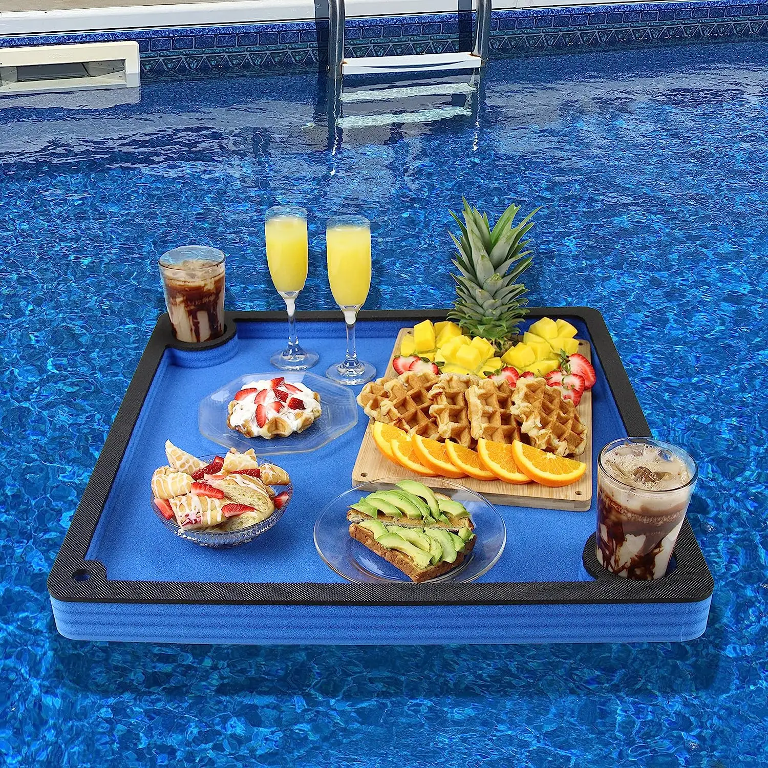 Soporte de bebida de mesa de tablero de ajedrez flotante para piscina o fiesta en la playa flotador salón refresco espuma duradera