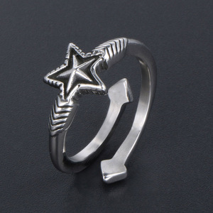 Bague étoile à cinq branches ouverte unisexe pour l'index SA982, bijou rétro en métal, cadeau - Product Image 2