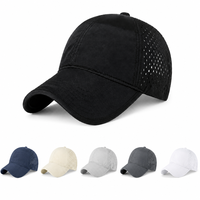 Casquettes de baseball personnalisées en nylon vierges à 6 panneaux, imperméables, avec boucle coulissante, dos extensible en maille perforée au laser