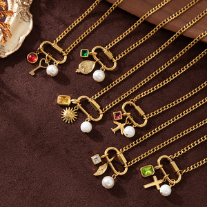 Mujer Clap Slip Llavero Zircon Aircraft Uncle Wings Pearl Love Colgante Chapado en oro 12 meses Piedras de nacimiento - Product Image 2