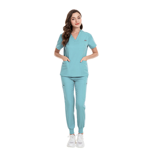 Ensembles d'uniformes médicaux unisexes haut de gamme, blouses d'infirmière à col en V, pantalons de jogging, vente en gros, tissu extensible de haute qualité, vêtements médicaux - Product Image 2