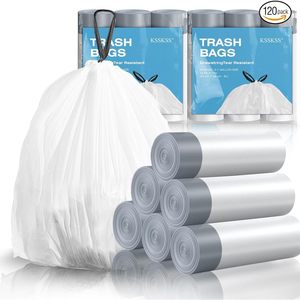 Trash <b>Bags</b> 1.6 Gallon Drawstring <b>White</b> <b>Small</b> Size Heavy Duty Toilet Trash <b>Bags</b> 120 Count - Product Image 1