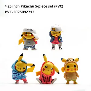 5 Piezas de Muñeco de Pikachu con <span class=keywords><strong>Gorra</strong></span> y Mochila, Figura de Anime, Ratón Eléctrico de Juguete, Estatua - Product Image 1