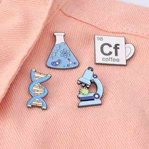 Medical Scientific Microscopic Observation Molecular Gene Metal Enamel Pins Doctor Biologist Pins For Medical Jewelry