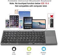 Clavier sans fil rechargeable pliable avec pavé tactile, format de poche, accessoire de voyage pliable pour ordinateur portable, iOS, Android, Windows - Gris sidéral