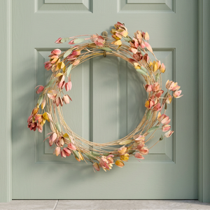 Corona de Ratán Natural Hecha a Mano con Flores Secas, Redonda, Decorativa, Estilo Rústico, Sin Iluminación, Pieza Única - Product Image 2