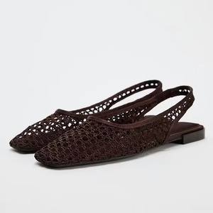 Luxury Women's Designer Casual Slip on Woven Work Slingback Sandales Femme Shoes Mesh Square <b>Toe</b> Ballet Flat <b>Sandals</b> for Ladies - Product Image 1