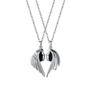 2025 nuovo ciondolo creativo retrò tailandese in argento piccola clavicola catena diavolo <span class=keywords><strong>e</strong></span> <span class=keywords><strong>angelo</strong></span> coppia collana - Product Image 6
