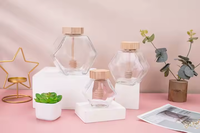 Botol madu heksagonal 100ml, 220ml, 380ml, botol kaca, tutup kayu