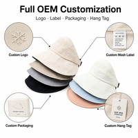 Chapeau Bob Crème Uni pour Femme, à Large Bord en Coton, Chapeau de Soleil Minimaliste, Chapeau de Pêcheur, Logo Brodé Personnalisé, Usage Quotidien