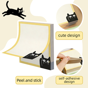3*3 Blocs de notes autocollantes mignons motif chat, détachables, pour messages sur réfrigérateur, notes de comptes, notes autocollantes de dessin animé, 80 autocollants, blocs de notes mémo - Product Image 4