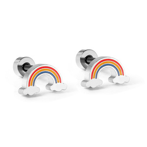 Rainbow Stud Earrings Zinc Alloy Cartoon Design Gift For Women Fashion Jewelry - Product Image 5