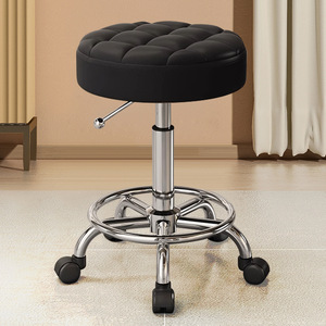 Removable Ergonomic Metal Rolling Salon <b>Stool</b> (<b>Adjustable</b> <b>Height</b> 17-21 Inch) for Hair Stylist (Black) - Product Image 3